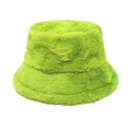 Neon green faux rabbit fur bucket hat with thick plush texture for winter warmth - M (56-58cm) / Fruit Green