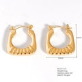 Irregular textured gold earrings in 18k gold plated stainless steel square hoop design - Pleated Texture Square Hoop (24x20mm)