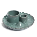 Ceramic palo santo and sage holder tray in teal glaze for burning incense and candles - Dark Green