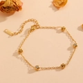 Bracciale in acciaio inossidabile placcato oro 18K con zirconi colorati e ciondoli rosa - Oro (Zirconia rosa e zirconia bianca)