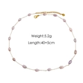 Collana di perle naturali barocche con catena dorata, peso 5,2g e lunghezza 40+5cm - Collana di Giunzione con Perline / Oro + Perla Lavanda