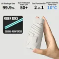 Mini white folding sun umbrella with UPF 50+ protection and reinforced fiber frame - 2-in-1 Reinforced Ribs Without Case / Off-white