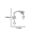 Silver G23 titanium labret stud with fishbone marquise zircon pendant design - Triple Gem Curved Bar (T2582-2#) / Silver