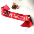 Sparkling red Happy Birthday sash with glitter finish and colorful laser lettering - Set / Red Strap
