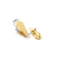 Golden teardrop earring clip with embossed floral pattern and 25mm length dimension - Snowflake Pattern Long Teardrop Style (F2258) / 11x25mm (10 Pieces Pack) / Gold