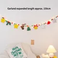 Χριστουγεννιάτικη τσόχινη γιρλάντα με LED, μήκος 150cm, γιορτινή διακόσμηση για το σπίτι - Στυλ Ελαφιού (Με φώτα LED)
