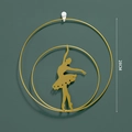 Nordic gold iron ballerina silhouette wall decor in double circular frame 28CM - Style B / 28cm / Gold