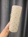 Beige quilted leather makeup brush holder with gold studs and cylindrical dustproof design - Beige Rivet Brush Bucket