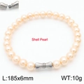 Armband mit champagnerfarbenen Muschelperlen und silbernem Schraubverschluss - Champagner