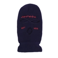Dark blue 3-hole knitted balaclava with red Not Nice embroidery and wire pattern - Navy Blue