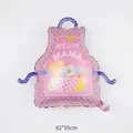 Pink apron-shaped foil balloon with Spanish Mejor Mama print for Mother's Day party décor - Spanish Mother's Day Apron Shape