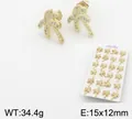 Elegant gold plated copper coconut tree stud earrings with sparkling white zircons - Palm Tree