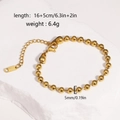 Dettaglio del bracciale a sfere placcato oro 18K con dimensioni e marchio S.Steel sulla chiusura - Stile Catena a Sfere