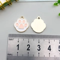 Ciondolo a zampa di gatto rosa e bianco in oro con scala di misura di 18mm - Zampa di Gatto Bianco-Rosa Base Oro (17x15mm)