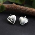 DIY heart locket pendant in stainless steel with sunburst engraving for photo memory - Stone-Mount Heart Locket 13.5mm / Hand Polishing