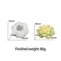 Siliconenvorm succulent met afmetingen en afgewerkte kaars van 86g in lichtgroen - Succulent Vorm Stijl G