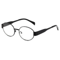 Retro oval matte black metal sunglasses with small round frame for men and women - Black Frame Clear Lens