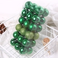 Green Christmas ornament set with glossy, matte, glitter and swirl finish ball baubles - 4cm 36Pcs / Dark Green