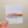 Pinza para el pelo de acetato jaspeado rosa con clip de metal dorado en tarjeta - 3# Púrpura Blanco