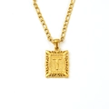 Gold plated stainless steel T-letter pendant necklace with Figaro chain for women - Letter T(SP598G-T)