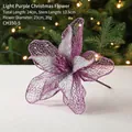 23cm glittered light purple mesh Christmas flower with silver accents for DIY decor - Purple