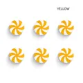 Set of six yellow and white spiral peppermint candy ornaments for Christmas decor - 2.4cm / Yellow