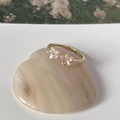 Elegant gold-plated S925 silver ring featuring pink and white floral gemstone design - Two-color Floral Open Ring (J6156)