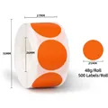 Roll of 500 orange round color coding labels 25mm diameter for sorting and sealing - 25mm 500 Pcs/Roll / Orange