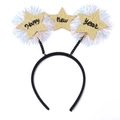 Macro shot of Happy New Year gold glitter star headband with spring accents and colorful tinsel - Style 2-Spring Three Stars New Year
