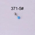 Orecchino a bilanciere in acciaio inossidabile con opale blu e perlina sferica in metallo - Stile Opale Blu Chiaro (371-5#)