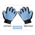 Pair of light blue silicone pet grooming gloves for gentle massage and fur removal - Left Hand / Light Blue