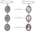 Custom silver triple oval photo tray brooch with pin for DIY wedding memorial pictures - Triple Tray Pin Without Heart