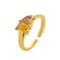 Titanium steel open ring with pear and rectangular yellow zircon birthstone in gold finish - Open Size 7 / November