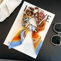 Fashionable square scarf featuring leopard print and orange blue geometric patterns - New Silk Scarf/small Square Scarf 8 / 65
