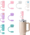 Siliconen rietjesdoppen met madeliefjes en handvathoesjes voor bekers in pastelkleuren - 8-delige Set 4 (Madeliefjesserie Inclusief Handvat Cover Accessoires) / 10 mm