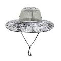 Grey digital camouflage sun hat with wide brim and breathable mesh for outdoor hiking - M(56-58cm) / Camo Grey