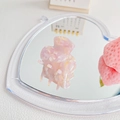 Pink marble texture acetate hair claw clip for girls displayed on heart mirror - 3.5cm / Floral Purple