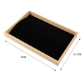 Bamboo necklace display tray with 20 hooks and black velvet lining 35x24.5cm - Bamboo Wood Necklace Tray - Black Velvet