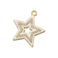 Detail of star-shaped pendant with white enamel and sparkling crystal inlay - White