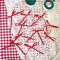 Pre-tied red satin ribbon bows for Christmas cake side decoration on lace fabric - Bright Red Bow Medium / 10 Pcs