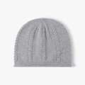 Berretto in lana grigio chiaro da donna con maglia a trecce e bordo arrotolato alla moda - Taglia unica / Stile Grigio Chiaro (24B058 Grigio Chiaro)