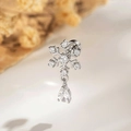 Silver snowflake ear stud with cubic zirconia drop pendant on a soft beige background - Silver Snowflake Pendant Style (DZ014-9#)