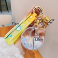 Creative oil acrylic moon rabbit keychain with yellow sand beads and silicone strap - White