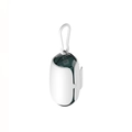 Portable capsule-shaped dog poop bag dispenser in green and white with a handy clip - Dispenser Only / White