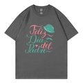 Charcoal grey t-shirt with Feliz Dia del Padre print and mustache graphic design - XS / Tops / Dark Gray