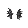 Detail of glossy black leather bat wings hair clips for Halloween party costume accessories - Style 1 Black Bat Hair Clips
