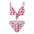 Bikini tie-dye rose et violet avec boucles dorées et détails ajourés sur les côtés - S / Haut Et Bas / Tie-Dye Rose Foncé