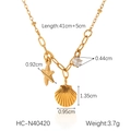 Detail view of starfish and shell pendant necklace with size and weight measurements - Starfish and Shell Pendant Necklace (HC-N40420)
