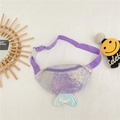 Kids purple mermaid sequin fanny pack with shiny tail and adjustable strap - Purple