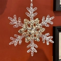 Addobbo a fiocco di neve in acrilico con paillettes dorate ed effetto ghiaccio - Fiocco di Neve Stile Union Jack / 14*16cm